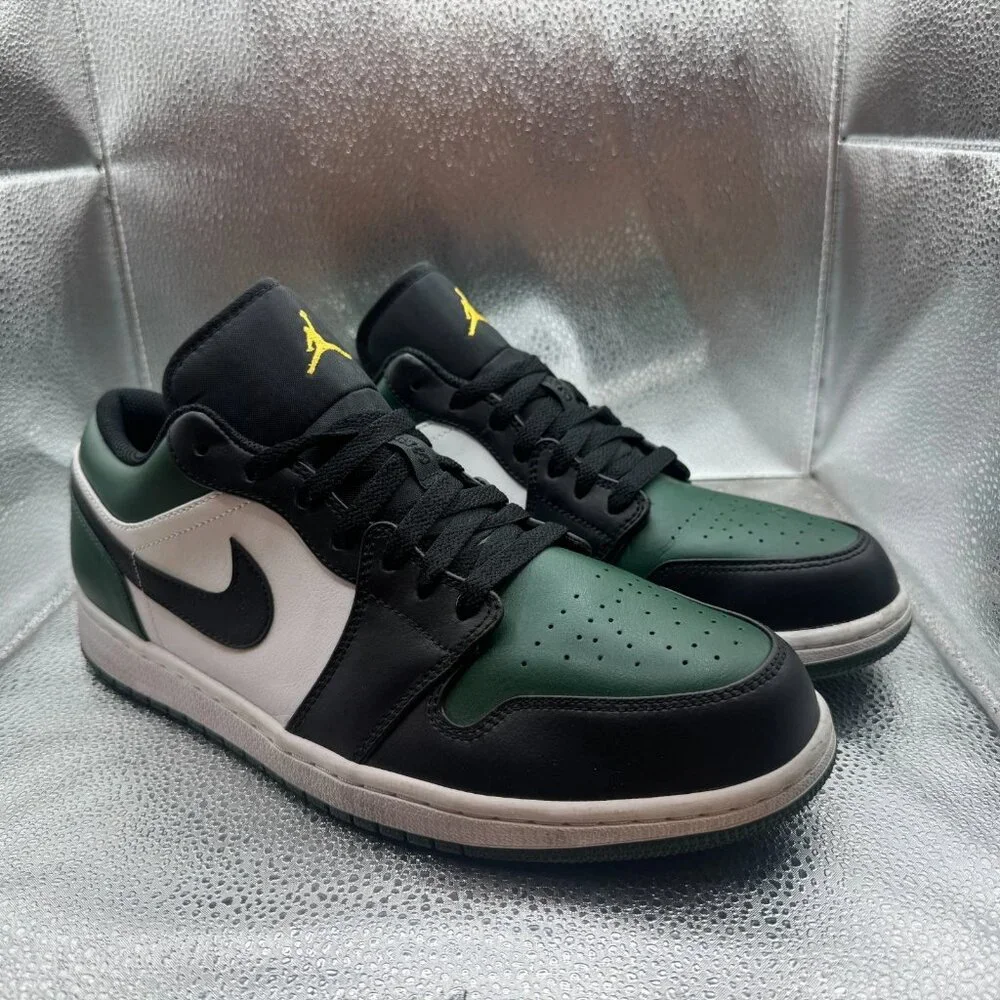 Size 11.5 Jordan 1 Low Mens Green Toe Low Top Lace-Up Sneakers 553558-371